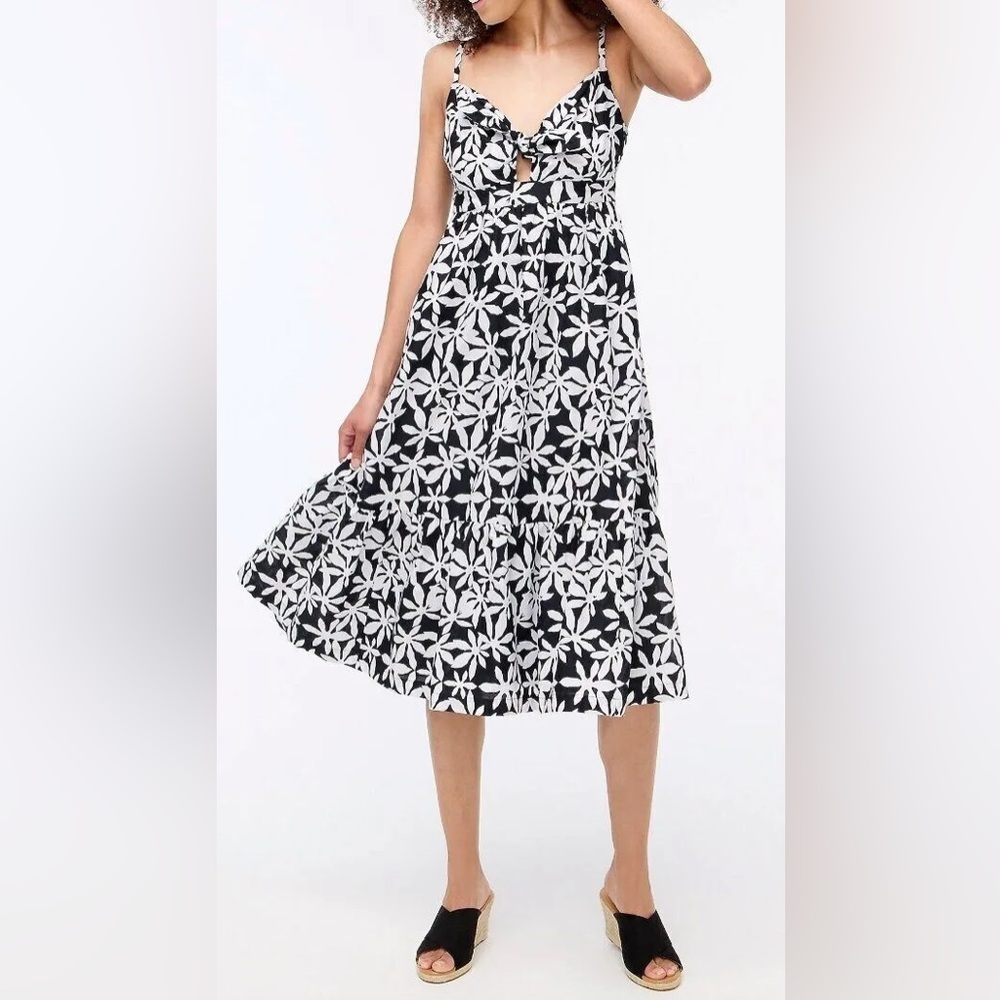 J. Crew Black and White Midi Dress - Size 8